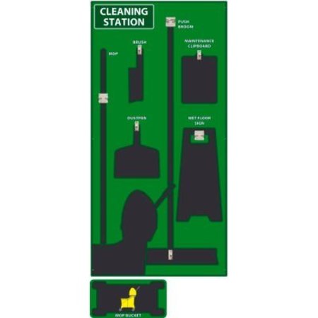 NMC National Marker Cleaning Station Shadow Board, Green/Black, 72 X 36, Pro Series Acrylic SB146FG